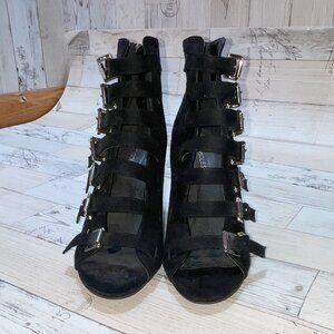 Guilty Soles Black Vegan Suede Buckle Boots